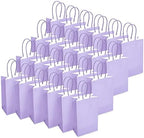 DjinnGlory 100 Pack Small Lavender Purple Paper Gift Bags with Handles Bulk 9''x5.5''x3.15'' for Birthday Wedding Baby Shower Parties Goodies, Purple Business Shopping Bags - Image 2