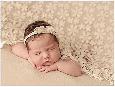 Honra Orraphtstu Baby Photography Props Lace Blanket for Newborn Photoshoot Layers Photo Posing Backdrop Boho(M, Beige B) by Unknown