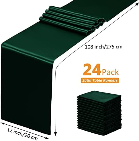SiinvdaBZX 24 Pcs Green Satin Table Runner 12 x 108 inches Long - Image 4