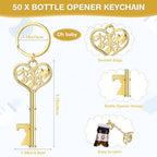 Misdary 50 Set Baby Shower Favor Gift for Guest Baby Shower Keyring, Gold - Image 2