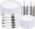DaYammi 350PCS Silver Plastic Dinnerware Set for 50 Guests by DaYammiwillaccompanyyou