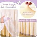 Champagne Tulle Tablecloths 60 Inch Spandex Table Cloths for Round Tables - Image 3
