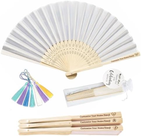 30 Pcs Personalized Wedding Fans, Custom Folding Hand Fans by Overket