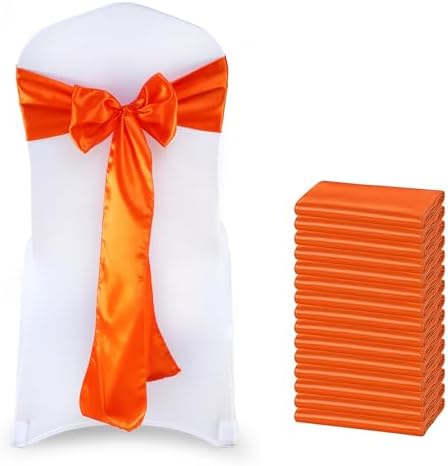 MDS® Pack of 300 Satin Chair Sashes for Wedding & Events – Orange by MDS