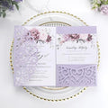 50PCS Purple Laser Cut Wedding Invitations with Envelopes and RSVP Cards by AdasBridal