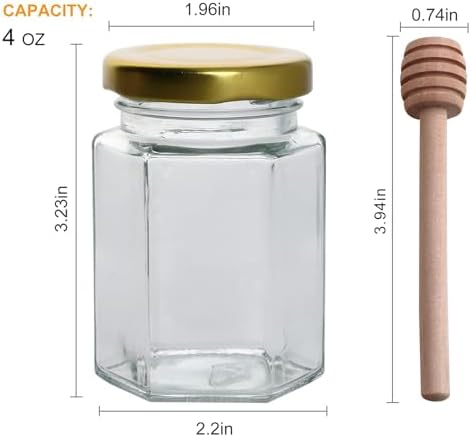 30 Pack 4oz Honey Jars with Gold Lids and Wooden Honey Sticks - Image 2