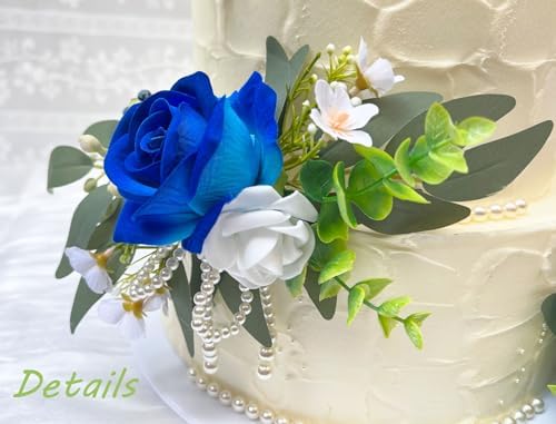 CherishedMoments 3Pcs Pre-Made Cake Flowers,Navy Blue Wedding Cake Decor - Image 3