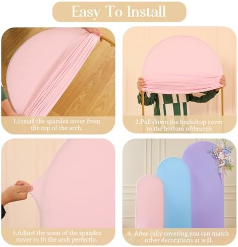 Pink Blue Purple Arch Cover 6.6FT 7.2FT 8FT Party Party Arch Covers Stretchy Backdrop Set of 3 - Image 4