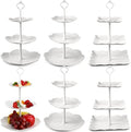 Sawysine 6 Pack 3 Tiered Serving Tray White Plastic Dessert Tower, White by Sawysine