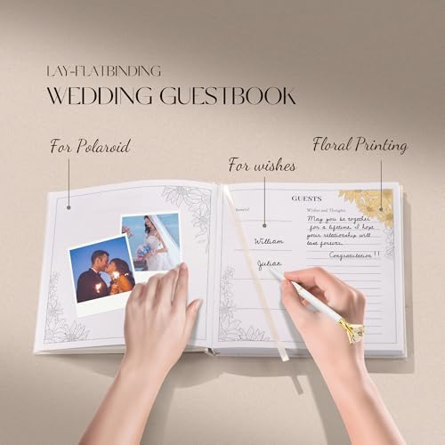 Embroidered Wedding Guest Book—The Perfect Polaroid Guest Book for Wedding Receptions, Birthdays, Baby Showers, and Special Events with 3 Photo corner stickers+ 3 DIY pens+1 Diamond Pen (Yellow) - Image 2