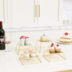 Dessert Table Risers Display Stands Food display Gold Metal Square Retail Pizza,Cupcake,Candy Stands Food Platter Tray,6x6 INCH,Set of 4 - Image 4