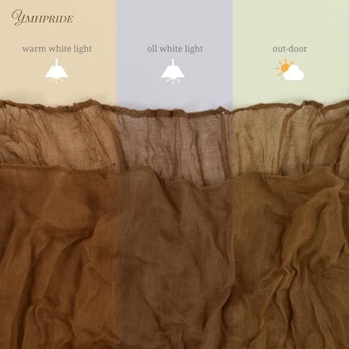 YMHPRIDE 12 Pack Cheesecloth Table Runner 35x120in Brown Table Runner - Image 5