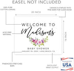 Andaz Press Personalized Large Canvas Baby Shower Welcome Sign, 16 x 20 Inches, Fuchsia Purple Florals, Guestbook Alternative, Custom Baby Shower Sign, for Floral Baby Shower, Baby Sprinkle Theme - Image 2