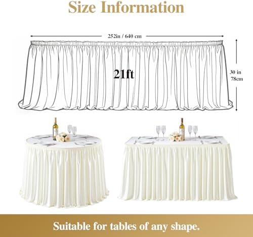 21ft Ivory Satin Table Skirt for Rectangle & Round Table Teacher Desk Skirt - Image 4
