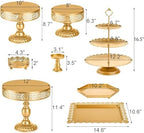 10 Pieces Gold Cake Stand Set, Metal Round Cupcake Holder Dessert Display Plate Serving Platter, Dessert Table Stands and Trays Set for Christmas, Wedding, Birthday, Anniversary, Tea Party - Image 2