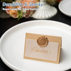 100 Pack Name Cards for Table Setting, Printable Place Cards with Antique Gold Rose Wax Seal Sticker for Wedding, Table Tent Card Stock for Party, Dinner(100 Pack Pearlized Champagne Gold) - Image 6