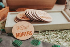 Dinosaur Engraved Picture Props, Dino Newborn Photo Cards, T- Rex Wood Infant Disc, First Year, Birth Announcement Baby Monthly Milestone Markers Wooden Sign Shower Gift Set Newborn - Image 2