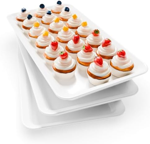 Bumusty 3-Pack Large Melamine Serving Trays Set, 17 x 8.6 in, White by BUMUSTY