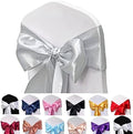 Silver Satin Chair Sashes Bows for Chair,7x108inchs,50pcs by Maiangel