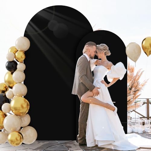 FOTSHARER 6FT 7.2FT Spandex Arch Cover Black Arch Stand Cover Set of 2 Wedding Arch Backdrop Cover for Chiara Wall Party Arch Fabric Cover Balloon Arch Covers Stretchy Backdrop for Halloween Decor - Image 5
