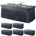Wish Care 6 Pack Gray Spandex Table Clothes for 8 Foot Rectangle Tables, 8FT Wrinkle Free Fitted Tablecloths Ruffles Design Table Cover for Party, Banquet, Wedding and Events by WishCare