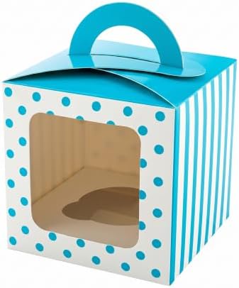Restaurantware Square Teal Paper Cupcake Window Box, 4.5 x 4.5 In, 100 Pack - Image 2