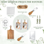 29 Pcs Baby Shower Prizes for Game Player 4 Sets Baby Shower Game Prizes Wedding Bridal Favors for Winners with Acacia Cheese Board Oak Knife and Fork Placements Artificial Eucalyptus Stems Tags Bags - Image 2