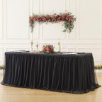 4 Pack Black Tulle Tablecloths for 8 Foot Rectangular Tables, 8ft Black Rectangle Table Cloths, Wrinkle Free Table Cover with Tutu Skirt for Wedding Birthday Party Banquet Buffet Event Decorations - Image 3
