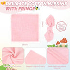 Showgeous 30 Pack Pink Cloth Napkins with Fringe, 16x16 inch 100% Cotton - Image 2