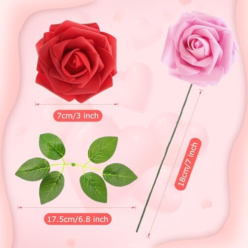 100 Pcs Artificial Rose Flowers, Gradient Red - Image 2