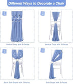 Fanqisi Dusty Blue Chair Sashes Ceremony: 32 Panels Tulle Sheer Chair Bows - Wedding Birthday Party Banquet - Image 4