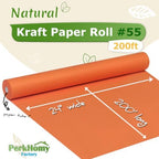 PerkHomy 24" x 2,400" (200') OrangeRed Kraft Paper Roll for Craft Bulletin Board Paper Art Table Covering Crafting Gift Wrapping Bouquet Packing Parcel 80GSM 55LB (OrangeRed, 24" x 200') - Image 2