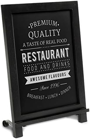 HBCY Creations Rustic Black Wooden Tabletop Chalkboard with Legs/Vintage Wedding Table Sign/Small Kitchen Countertop Memo Board/Antique Wooden Frame (12" x 17", 4- Black) by HBCYCreations