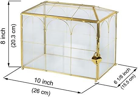 Glass Card Box with Slot, 10.2 inch Large Gold Clear Card Box for Wedding Receptions, Decorative Storage Box with Lock for Baby Shower, Birthday Party, Bridal Shower - Image 7