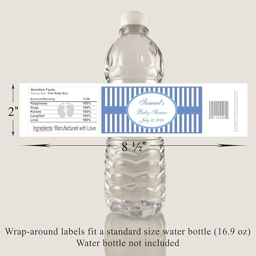 Pink Stripes Baby Shower Water Bottle Labels, Waterproof (Set of 24)(Y693) - Image 4