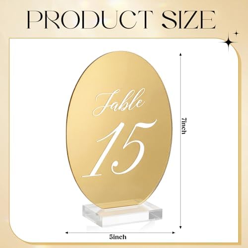 Novabright 1-15 Oval Wedding Table Number Plates with Transparent Stand - Image 4