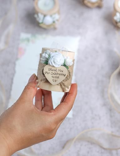50 Piece Wooden Tealight Candle Holder Set, Wedding Party Favors for Guests, Thank You Favors, Guest Return Favors, Bridal Shower Favors for Guests, Baby Shower Favor for Guests.(Light brown 50 pcs) - Image 5