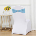 50 Pack Spandex Baby Blue Chair Sashes Bows Stretch Elastic Light Blue Chairs Bands with Buckles Ties for Party Celebration Ceremony Events Wedding Decorations - Image 4