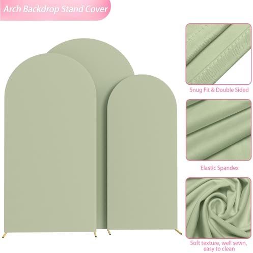 Wokceer Arch Backdrop Cover Sage Green Arch Cover Stretchy 7.2FT,6.6FT,6FT - Image 3