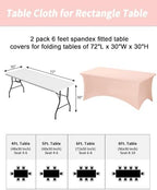 Fixwal 2 Pack 6FT Light Pink Birthday Tablecloth Spandex Fitted Table Cover - Image 3