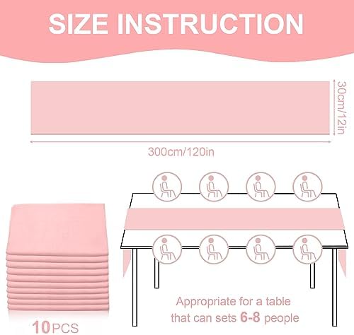 10 Pack 10ft Baby Pink Chiffon Table Runners Wedding Table Runner Sheer Romantic Tulle Table Runner for Christmas Wedding Bridal Tea Party Baby Shower Birthday Party Table Decorations(120 x 12 in) - Image 2
