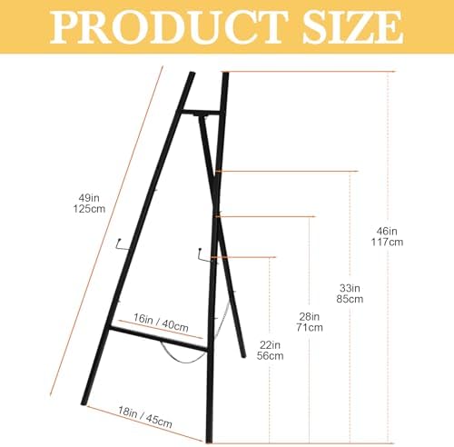 Yuntau 3 Pieces Black Metal Easel Stand for Sign, 50 Inch Display Stand Adjustable 3 Tier Easel for Wedding Sign, Posters, Paintings, Exhibition - Image 4