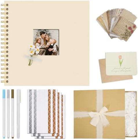 Vienrose Scrapbook Album Gift Set, 10x10 Inch, 80 White Pages, Off White by Vienrose