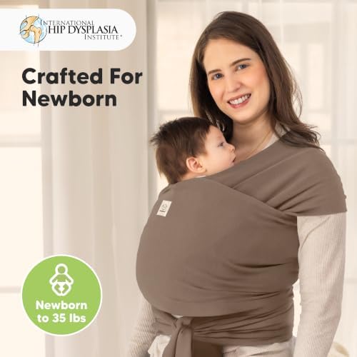 KeaBabies Baby Wrap Carrier, All in 1 Original Baby Carrier (Saddle Brown) - Image 2