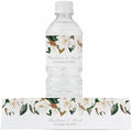 Personalized Water Bottle Labels with Choice of 30 Flower Styles - Choose Font and Pre-Made Phrases or Design Custom Text - LABELS ONLY (009 Magnolia, 2 inch (8.5x2")) by ThePaperedWedding
