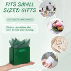 Qilery 50 Pcs Wedding Paper Gift Bags Bulk with Tissue Paper Small Gift Bags with Handle and Tags for Birthday Wedding 4th of July Party Business(Green,4.7 x 2.4 x 3.9'') - Image 4