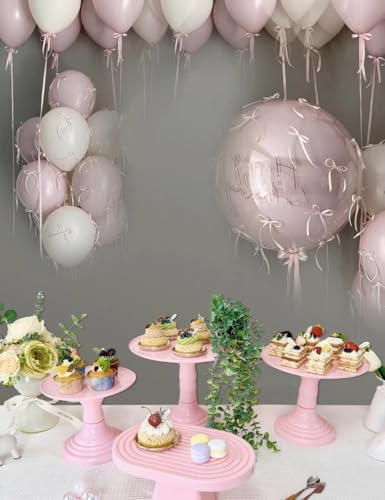 3 Pcs Pink Cake Stand Set Round Plastic Cupcake Stand Holder Dessert Table Display Set, Dessert Serving Platter for Tea Party, Birthday, Wedding, Baby Shower - Image 6