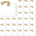 FeiFeifeiya 30 Pcs Small White and Gold Gift Bags with Ribbon Handle by Feifeiya