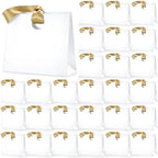 FeiFeifeiya 30 Pcs Small White and Gold Gift Bags with Ribbon Handle by Feifeiya