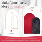 SaitiMade Set of 2 Red and Black Sequin Arch Backdrop Cover (7.2 & 6 FT) - Image 7